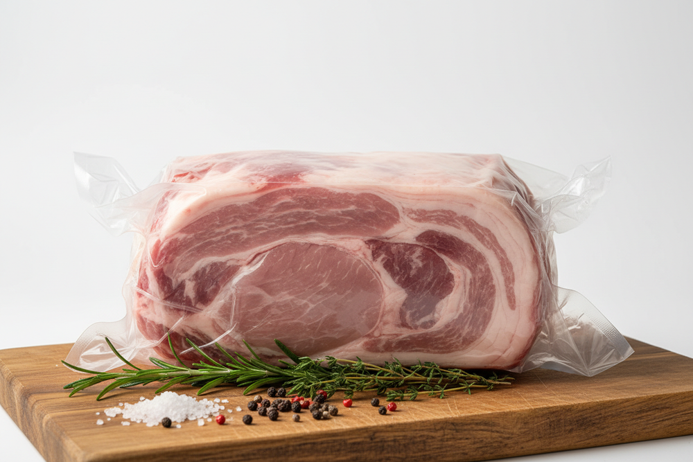 boston butt in cellophane packaging